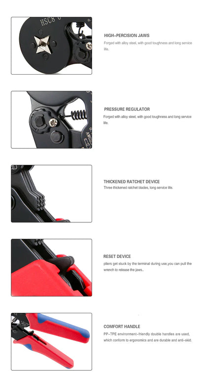 Ratchet Tubular Terminal Wire Crimpers Set